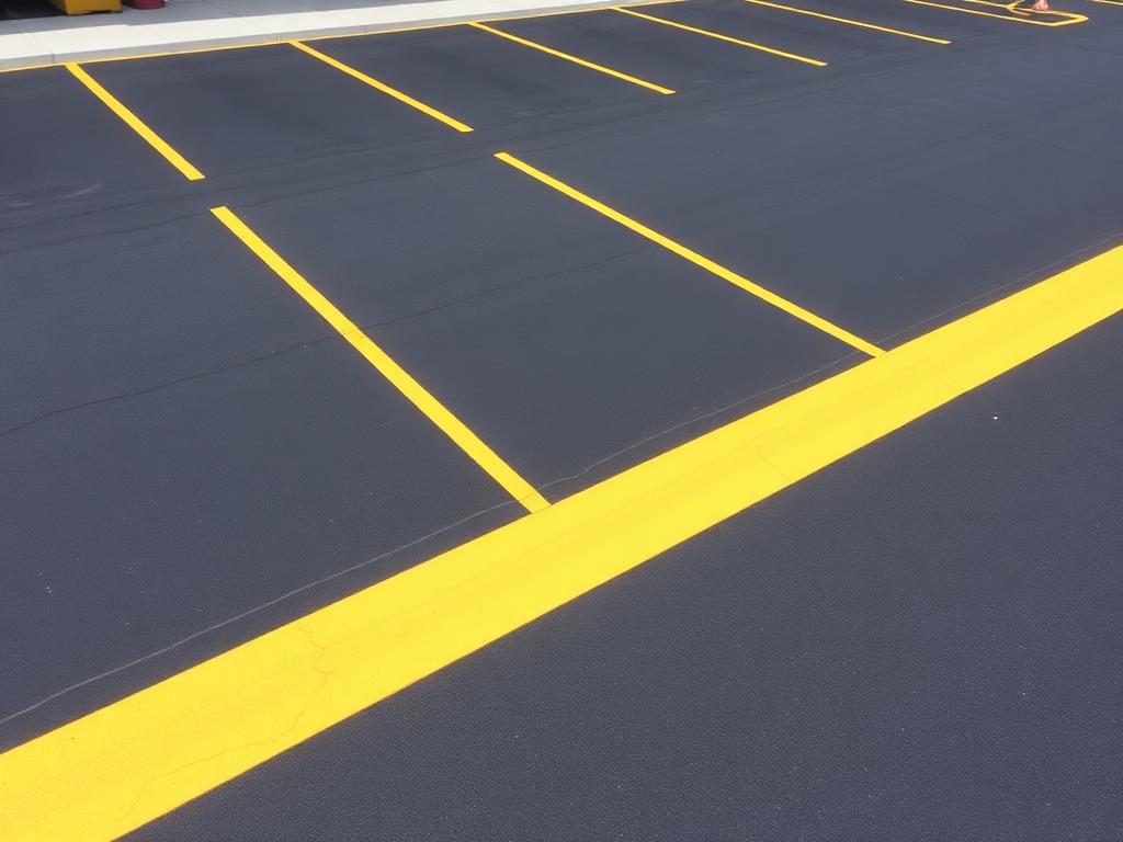 Freshly striped commercial parking lot